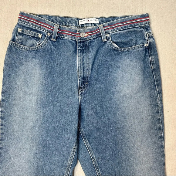 Vintage Y2K Tommy Hilfiger Perfect T Jean Women's Size 14 Blue Embroided Stars - Picture 3 of 13